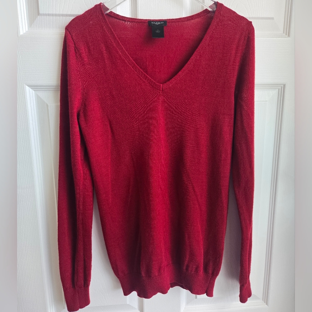 Women's Red V-Neck Sweater